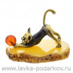 Статуэтка с янтарем "Котик" (комбинированный)