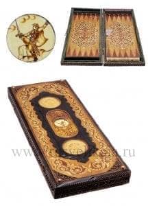 04112/60*27см Нарды резные "Рыцарь"  (липа, медь, кость моржа) 