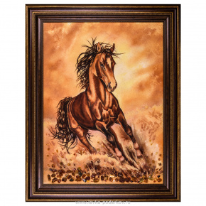 Картина янтарная "Бегущая лошадь" 60х80 см, фотография 0. Интернет-магазин ЛАВКА ПОДАРКОВ