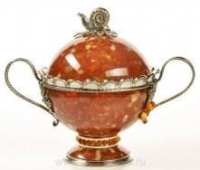 12530-Б Янтарь Ваза для конфет БОНБОНЬЕРКА "Виноград" Бронза