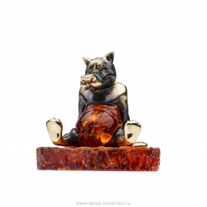 Бронзовая статуэтка на янтарной подставке "Волк", фотография 0. Интернет-магазин ЛАВКА ПОДАРКОВ