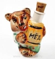 -0,05л Фарфор МИНИ-ШТОФ "Игрушка-Медведь"в цвете и золоте 0,05л в комплекте 