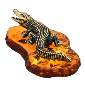 Статуэтка с янтарем "Крокодил Саванна", фотография 0. Интернет-магазин ЛАВКА ПОДАРКОВ