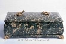8275/П/2096 Нат.камень Шкатулка"ДУЭТ" Змеевик 