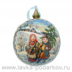 Новогодний елочный шар с росписью "Из леса с елочкой"