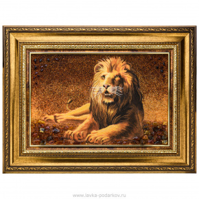 Картина янтарная "Лев" 64х84 см, фотография 0. Интернет-магазин ЛАВКА ПОДАРКОВ