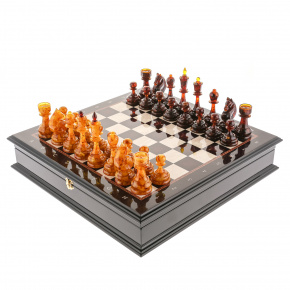 Шахматный деревянный ларец с янтарными фигурами, фотография 0. Интернет-магазин ЛАВКА ПОДАРКОВ