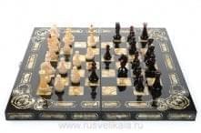 4031 Шахматная доска с фигурами "Арабески-Марин" 56*56см Янтарь Мореный дуб