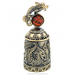 Колокольчик с янтарем "Китайский дракон", фотография 0. Интернет-магазин ЛАВКА ПОДАРКОВ