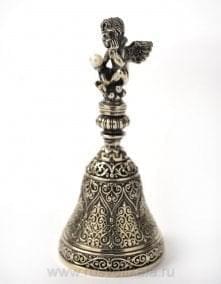 0011867-1/2  Юв.Миниатюра Колокольчик "Амур с жемчугом  (короткий)"  Бронза