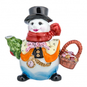 Чайник "Снеговик". Гжель в цвете, фотография 0. Интернет-магазин ЛАВКА ПОДАРКОВ