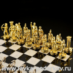 Шахматы из камня "Лучники" Златоуст (доска в ассортименте)