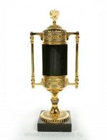 14481 - 45-Т Златоуст Кубок украшенный "Герб РФ" Обсидиан 17*42см (ПНизд. 11194)