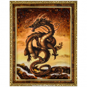 Картина янтарная "Огненный дракон" 47х37 см, фотография 0. Интернет-магазин ЛАВКА ПОДАРКОВ