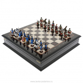 Шахматный ларец с оловянными фигурами "Полтава" 48х48 см, фотография 0. Интернет-магазин ЛАВКА ПОДАРКОВ