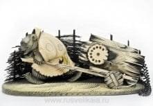 0012126 Резьба по дереву Композиция Телефон "Медведь с телегой"