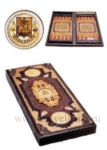 04109 /63*30см Нарды резные "Москва" (липа, медь, кость моржа) 