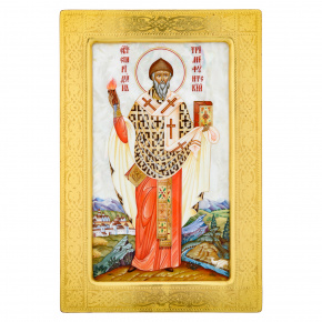 Икона "Спиридон Тримифунтский" с перламутром 29х19 см, фотография 0. Интернет-магазин ЛАВКА ПОДАРКОВ