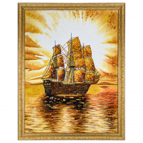 Картина янтарная "Корабль" 60х80 см, фотография 0. Интернет-магазин ЛАВКА ПОДАРКОВ