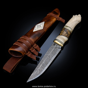 Нож сувенирный с рукоятью из кости "Хозяин", фотография 0. Интернет-магазин ЛАВКА ПОДАРКОВ
