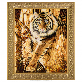Картина янтарная "Тигр" 62 х 72 см, фотография 0. Интернет-магазин ЛАВКА ПОДАРКОВ
