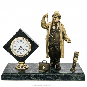 Настольные часы из бронзы и камня "Подарок доктору", фотография 0. Интернет-магазин ЛАВКА ПОДАРКОВ