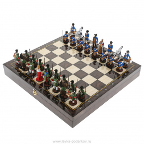 Шахматный ларец с оловянными фигурами "Полтава" 37х37 см, фотография 0. Интернет-магазин ЛАВКА ПОДАРКОВ