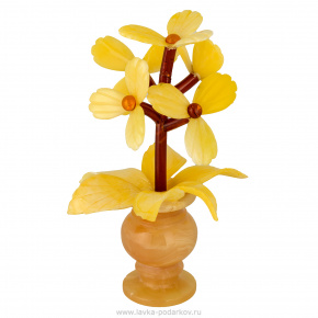 Сувенир из янтаря "Цветы в вазе" 19 см, фотография 0. Интернет-магазин ЛАВКА ПОДАРКОВ