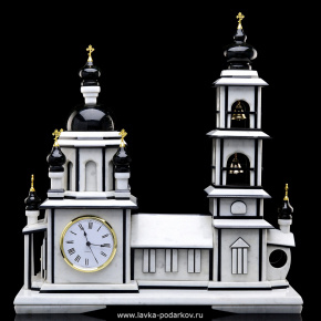 Часы из камня "Храм с колокольней" каминные, фотография 0. Интернет-магазин ЛАВКА ПОДАРКОВ