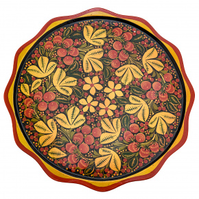 Деревянное панно-тарелка с росписью. Хохлома 40х40 см, фотография 0. Интернет-магазин ЛАВКА ПОДАРКОВ