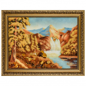 Картина янтарная "Водопад в горах" 30х40 см, фотография 0. Интернет-магазин ЛАВКА ПОДАРКОВ
