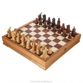 Шахматы-шашки с деревянными фигурами 37х37 см, фотография 0. Интернет-магазин ЛАВКА ПОДАРКОВ