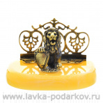Визитница с янтарем "Лев со щитом"