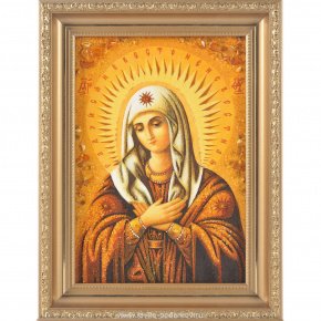 Икона янтарная "Остробрамская икона Божией Матери", фотография 0. Интернет-магазин ЛАВКА ПОДАРКОВ