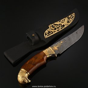 Нож сувенирный с кожаными ножнами Златоуст, фотография 0. Интернет-магазин ЛАВКА ПОДАРКОВ