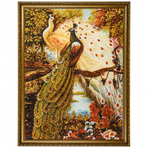 Картина янтарная "Павлины" 60 х 80 см, фотография 0. Интернет-магазин ЛАВКА ПОДАРКОВ