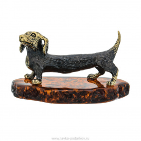Статуэтка с янтарем "Собака такса Паро", фотография 0. Интернет-магазин ЛАВКА ПОДАРКОВ