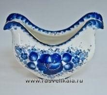 Гжель Салфетница "Нежность" в золоте 19*9см Авт. Алехин С.С.