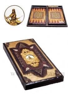 04115/45*21см Нарды резные "Амазонка' (липа, медь, кость моржа)