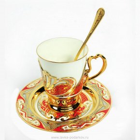 Кофейный набор (чашка, ложка, блюдце) Златоуст, фотография 0. Интернет-магазин ЛАВКА ПОДАРКОВ