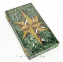 10377/П/7791 Нат.камень НАРДЫ "Звезда" (змеевик, офиокальцит) (7791)