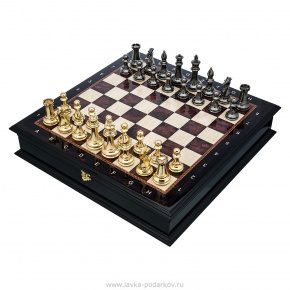 Подарочные шахматы с металлическими фигурами "Стаунтон" 48х48 см , фотография 0. Интернет-магазин ЛАВКА ПОДАРКОВ