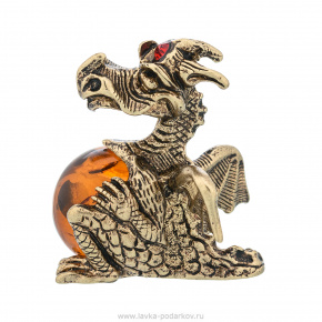 Статуэтка с янтарем "Дракон", фотография 0. Интернет-магазин ЛАВКА ПОДАРКОВ