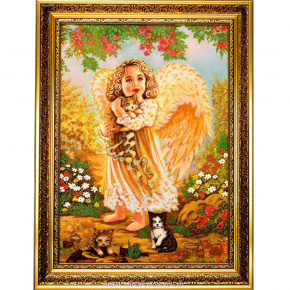 Янтарная картина "Ангел и котята" 60х80см, фотография 0. Интернет-магазин ЛАВКА ПОДАРКОВ