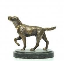 3874 Бронза Сувенир-статуэтка "Легавая" Змеевик (4.173)