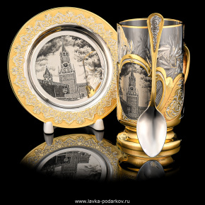 Чайный набор с подстаканником и блюдцем "Виды Москвы". Златоуст, фотография 0. Интернет-магазин ЛАВКА ПОДАРКОВ