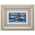 Картина перламутровая "Зимняя река" 27х22 см