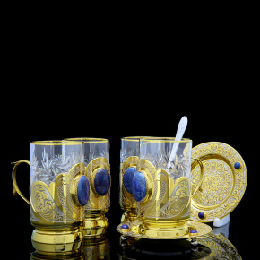 Чайный набор на 4 персоны "Лазурит". Златоуст, фотография 0. Интернет-магазин ЛАВКА ПОДАРКОВ
