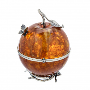 Шкатулка с янтарём "Райское яблоко", фотография 0. Интернет-магазин ЛАВКА ПОДАРКОВ