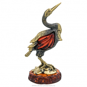 Статуэтка с янтарем "Птица аист", фотография 0. Интернет-магазин ЛАВКА ПОДАРКОВ